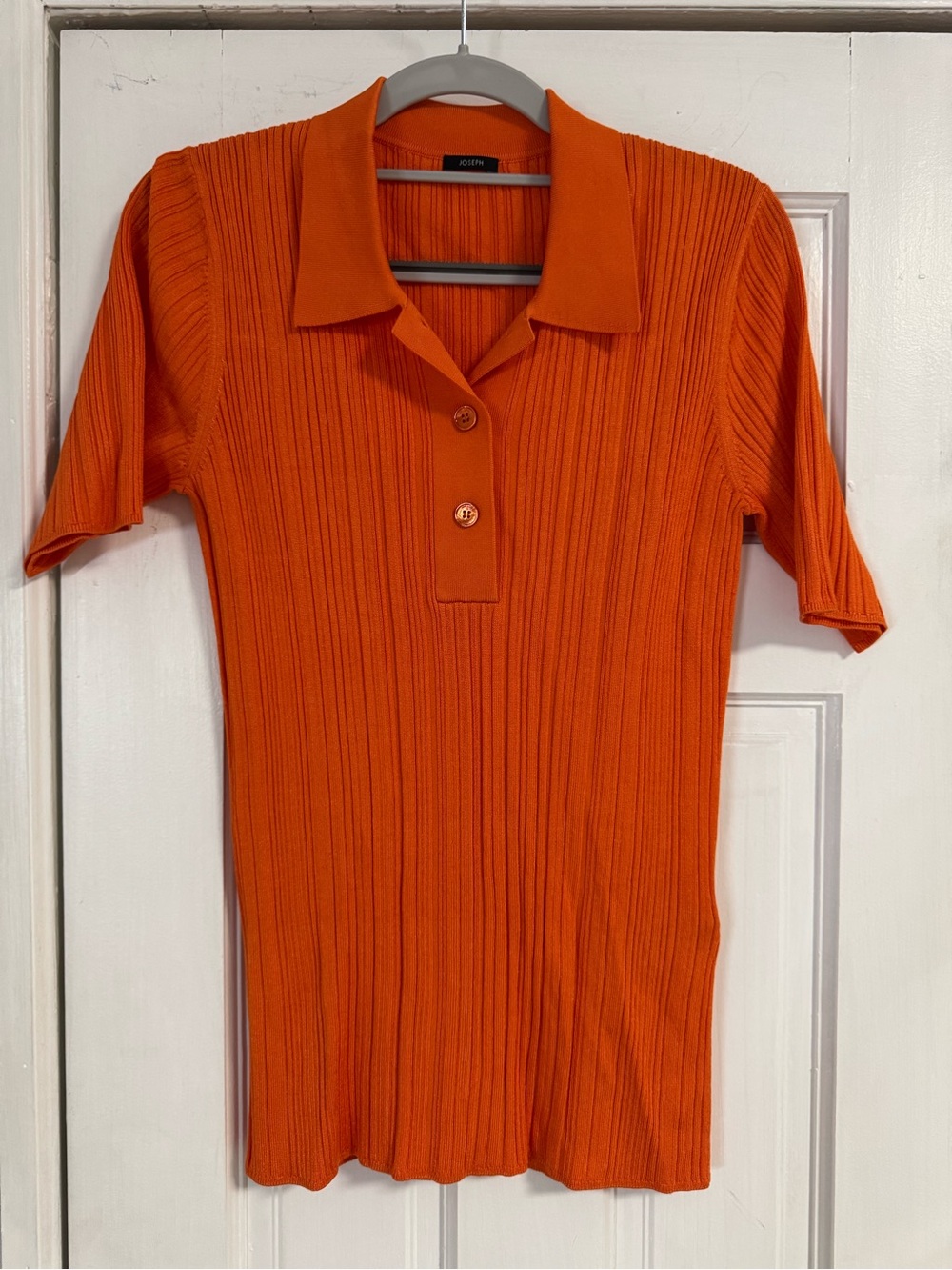 JOSEPH Polo Satiny Rib Knit Dress Bright Orange Size XS